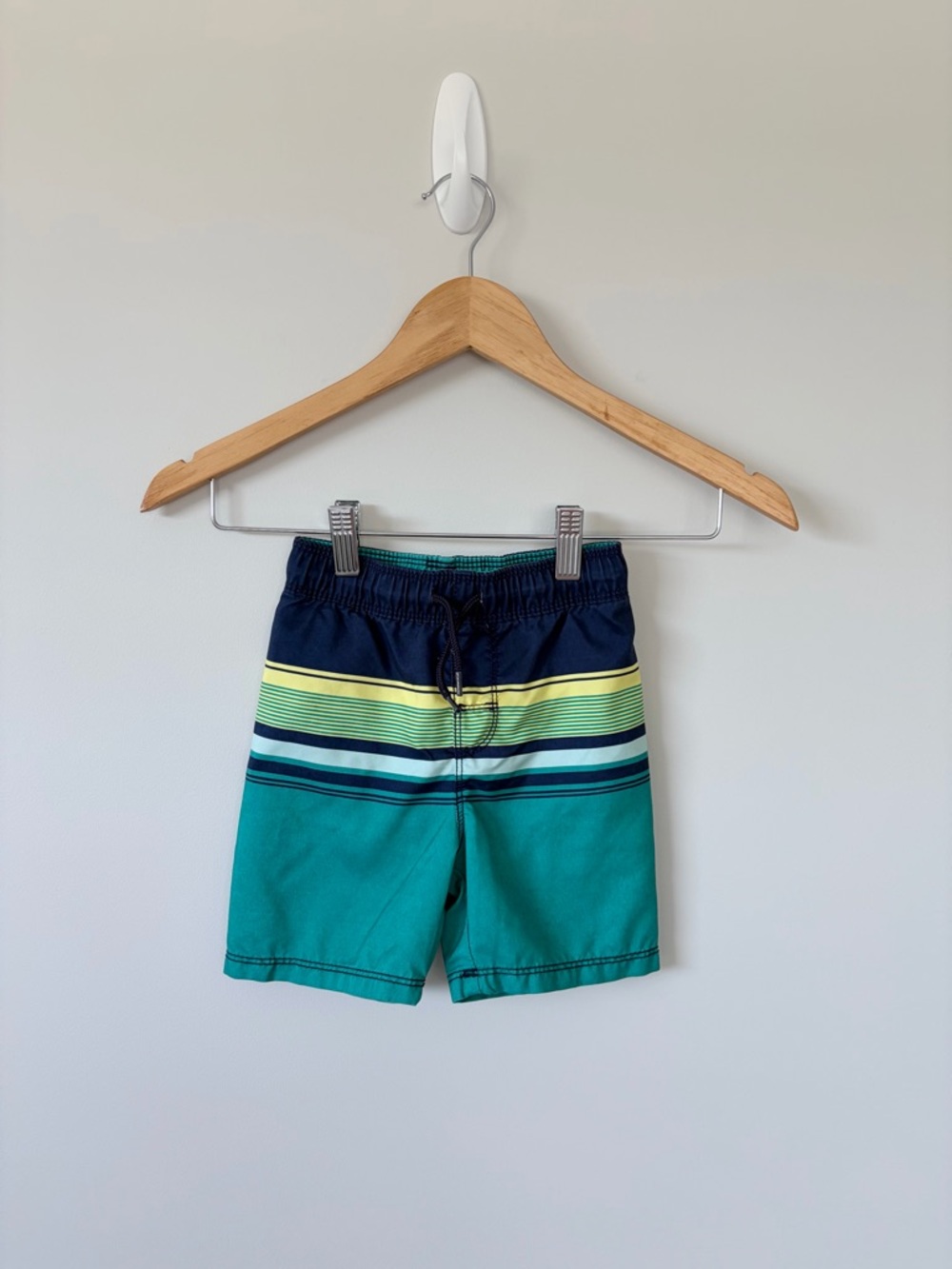 Toddler Teal & Navy Striped Swim Shorts